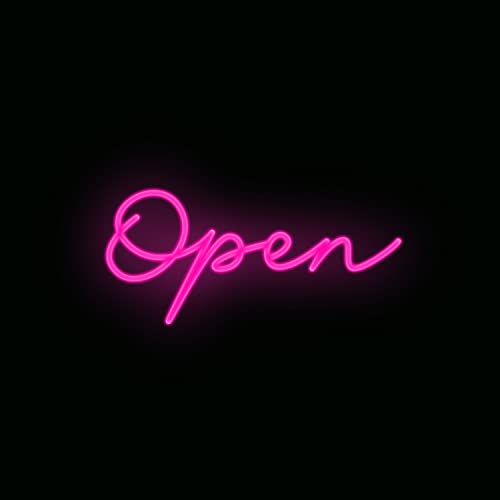 Averunion Open Sign For Business Led Neon Open Sign For Office Bar Café Shop Store Restaurant Led Open Sign W/ 12V Power Adapter Open Neon Sign W/Remote Controller 8 Led Lighting Modes 20"X9"(Pink) #TOP6