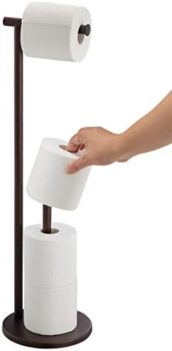 Toilet Paper Holder Stand, Oil Rubbed Bronze Free Standing Toilet Paper Holder with Storage for Jumbo Mega, Housen Solutions
