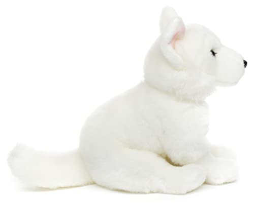 Uni-Toys - Weißer Schweizer Schäferhund Welpe, sitzend (ohne Leine) - 26 cm (Höhe) - Plüsch-Hund, Berger Blanc Suisse - Plüschtier, Kuscheltier