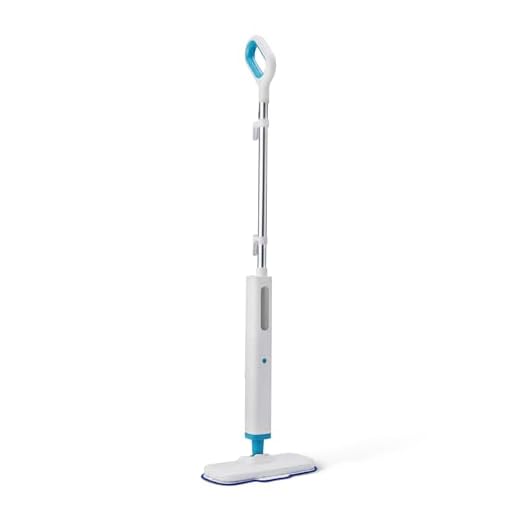 Amazon Basics Steam Mop with 3 Wipes Washable All Hard Floors 30.5 x 14 x 0.5 cm Blue
