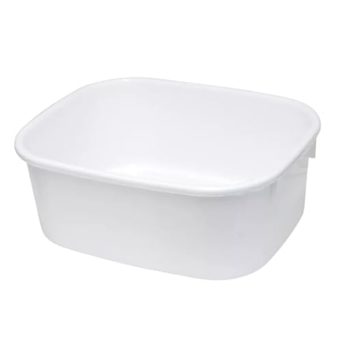 LUCY Unbreakable Rectangular Washing Up Bowls - Large 15-Inch & Small 13-Inch, Lightweight, Multi-Purpose Plastic Basin for Mixing, Sink Tidy Organizers (White, Large Oblong Bowl 15 inch)