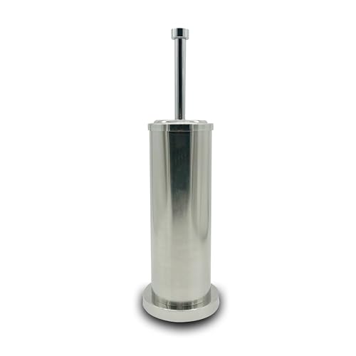 Image of Silver Chrome Toilet Bowl Brush with Holder with Removable Plastic Liner, Durable Bathroom Cleaning Tool, Bathroom Cleaner Brush for Efficient Cleaning and Hygiene