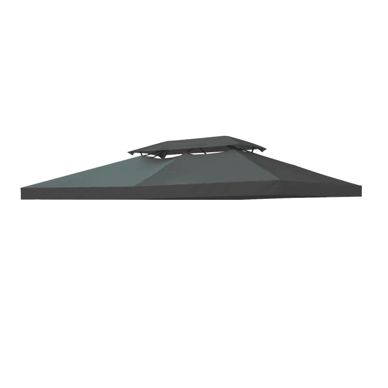 Telo Gazebo 3x4, con AIRVENT -MISURA UNIVERSALE- Tetto a 2 Livelli Di Ricambio, Pieghevole, Con Fori Drenaggio E Impermeabile, 180 g/㎡, Anti-UV 100%, PL, Installazione Facile, Grigio Antracite
