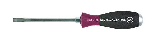 Wiha Schraubendreher MicroFinish® Schlitz mit durchgehender Sechskantklinge und massiver Stahlkappe (29137) 10,0 mm x 175 mm, für ölige und feuchte Anwendungen, optimaler Halt mit nassen Händen dank Oberflächenstruktur, für gezielte Hammerschläge, Schlagen und Meißeln, Sechskantansatz zum Lösen von festsitzenden Schrauben
