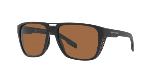 Native Man Sunglasses Matte Black Frame, Brown Lenses, 57MM