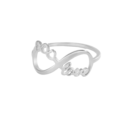 Consejos para Comprar Love Always que puedes comprar esta semana. 29 Anillo infinito de acero inoxidable dorado para mujer, diseño de corazón doble y texto 'Love', Always - Gold Color, Metal, Sin piedras preciosas