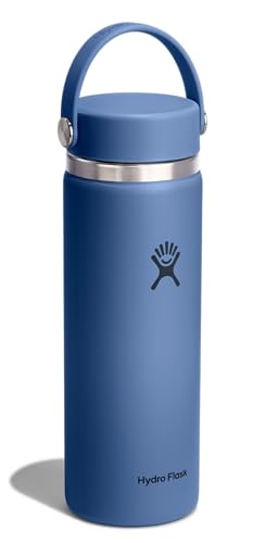 Image of Hydro Flask Water Bottle - Insulated Stainless Steel - Wide Mouth Flex Lid, Non Spill, Leakproof and Refillable in 20 Oz Harbor Blue