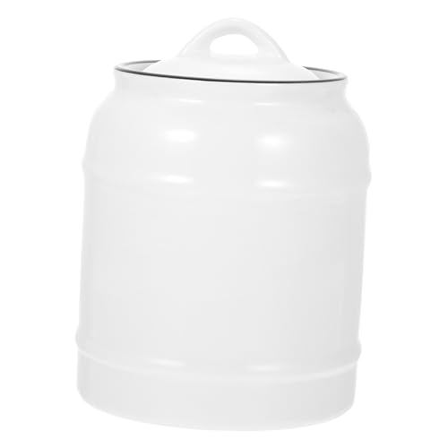FONDOTIN Tarro Cerámico Blanco con Tapa Hermética para Almacenamiento de Alimentos Recipiente Vacío para Cocina Bote para Snacks y Té Resistente y Multiusos