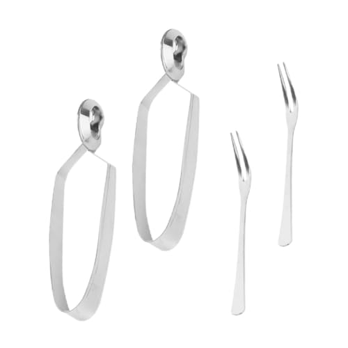 JECOMPRIS Pinze Per Lumache e Forchette Pratiche in Acciaio Resistente 4 Pezzi Impugnatura Ergonomica, Per Buffet, Barbecue e Cene Di Festa