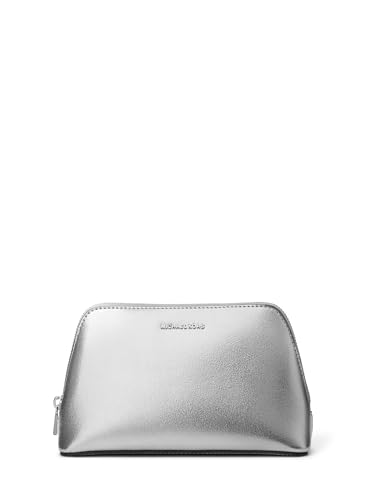 Michael Kors Jet Set Medium Travel Pouch, Silver-Tone Hardware/Metallic Tenera Leather/Silver