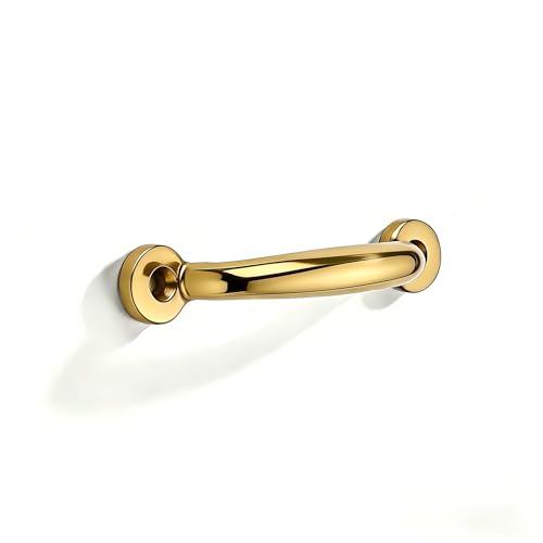 khtumeware Luxury 5-Pack 100% Solid Brass Cabinet Pulls, 3" Center-to-Hole Pulls in Unlacquered Brass Finish for Drawers & Doors
