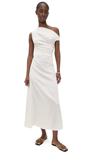STAUD Women's PHARE SILK DRESS, Ivory, 6