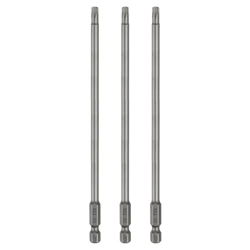 Image of sourcing map 3pcs T25 Torx Head Screwdriver Bit 1/4" Hex Shank 6" (150mm) Long Magnetic No Hole Tip Tamper Proof 6 Point Star Screw Driver Drill Bits S2 Steel Industrial Power Screwdrivers