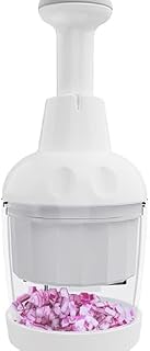 Longmann Food Chopper, Vegetable Chopper, Onion Chopper, Garlic Chopper, Nuts Chopper - Hand Chopper For Vegetables Salads, Fruits, Nuts. Dishwasher-safe, White, Easy to Clean