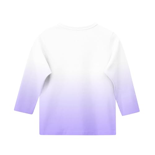 Girls 3/4 Sleeve Shirts Gradient Graphic Tees Cotton T-Shirts Summer Tops Casual Round Neck Tshirts2