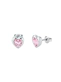Ted Baker Han Crystal Heart Stud Earrings For Women (Silver/Pink Crystal)