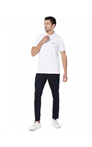 Image of Spykar Men's Slim Fit Polo Neck Half Sleeve Solid Casual T-Shirt