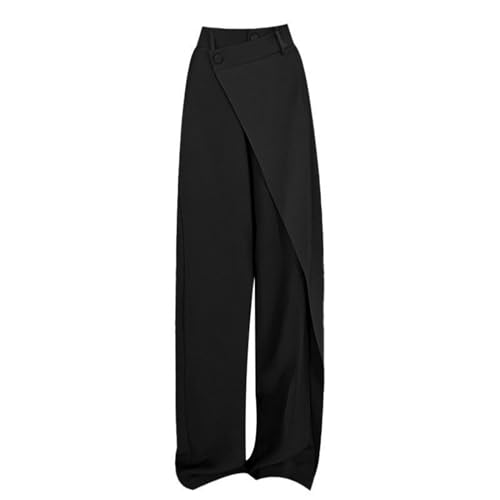Minimalist Commuting Suit Pants with Irregular Splicing Design Straight Leg Wide Leg Pants Loose Street Pants