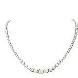 JEWELLERY CRAFT 7.5Ct I-J SI2-I1 IGI Certified Natural Diamond Graduated Tennis Necklace in 14K White Gold 18Inch, Graduated Diamond Tennis Necklace