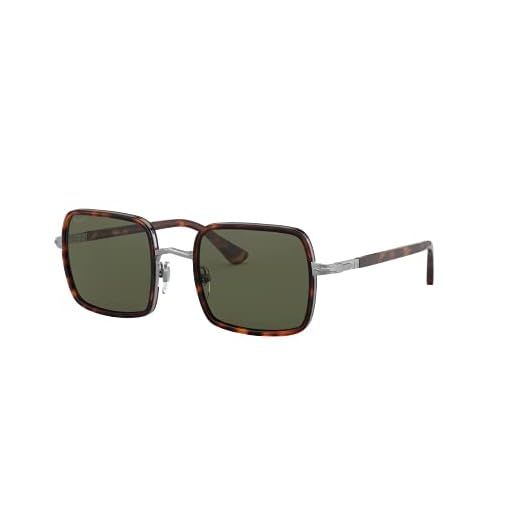 Persol Óculos de sol quadrados PO2475S, Havana/verde polarizado, 49 mm, Havana/Verde polarizado