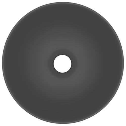 Miniatura 6 de Vidaxl Lavabo De Cuarto De Baño Redondo Lujo Tocador Montado Encima Aseo Indoro Cocina Garaje Fácil De Limpiar Moderno Cerámica Gris Oscuro