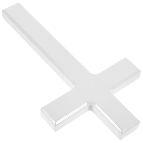 SUPVOX Croix Murale en Bois Massif Blanche Artisanale 21 Cm, Décoration Catholique Suspendue pour Maison, Ornement Mural de Croix, Accessoire Décoratif Religieux pour Intérieur