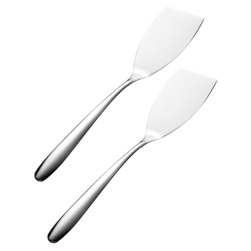 LOPUNER Espátulas de Acero Inoxidable 304 para Cocinar Carne y Pescado, Set de 2 Piezas, Pala Plana Compacta para Freír Filetes y Pizza, Utensilios Prácticos para Cocina Doméstica