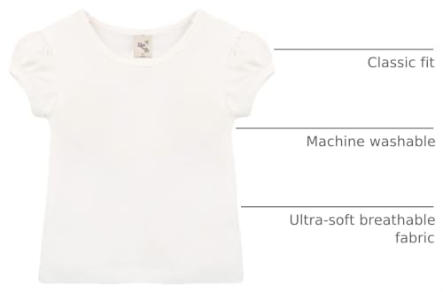 Image of Lilax Girls Short Puff Sleeve Cotton T-Shirt, Toddler & Little Girls Top | 95% Cotton Puff Sleeve Tee; Crewneck, Short Sleeve; Toddler & Girls Sizes 2T-12; for School, Play & Everyday; Machine Wash