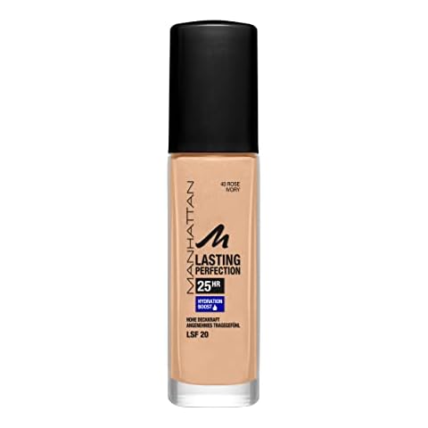 Manhattan Lasting Perfection 25 Stunden Make up, Rose Ivory 40, feuchtigkeitsspendende Foundation Cover