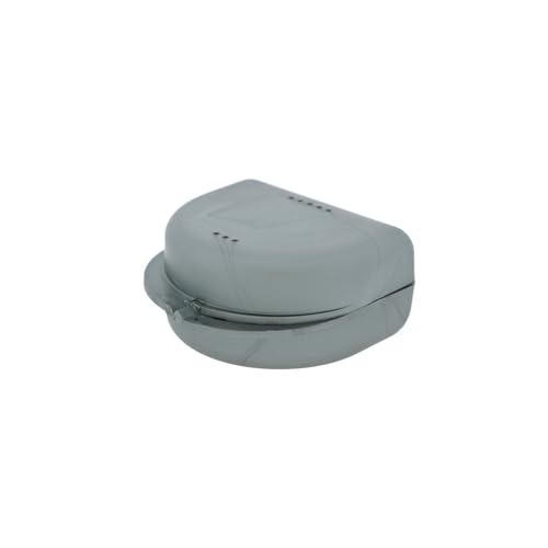 Dr. Bauers Zahnspangenbox KFO-Dose Hygienische Aufbewahrungsbox für Zahnspangen Prothesen mit Luftlöchern (Silber 4 10cm hoch)