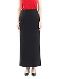 Maxi Hemline Slitted Long Casual Pencil Skirt for Women with a Back Vent Black 16