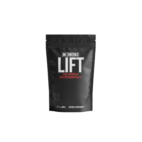 Xwerks Lift Creatine Monohydrate Powder, Micronized and Unflavored with 80 Servings, 5000mg, 5g Per Scoop, Highly Soluble Pre Workout Creatine for Women and Men, Muscle Power and Training Endurance