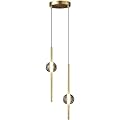 2-Light Pendant Lights Kitchen Island Glod Small Hanging Lamp, Dimmable LED Hanging Light with Globe Bubble Crystal Chandelier Modern Gold Mini Suspension Lamp for Kitchen Restaurant Staircase