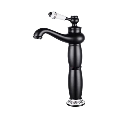 Mitigeur lavabo noir mono-commande en céramique pour salle de bain rétro