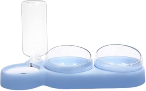 ペット用品 猫 グッズ 猫用品 給餌器 猫 自動 猫 餌 自動 猫 食器 猫 餌入れ 猫 水飲み 猫えさ皿 猫 皿 犬 食器 犬ご飯食器 犬 餌入れ 犬 水飲み器 ダブルボウル 頸椎を保護する 洗いやすい 犬猫共通 (ブルー)