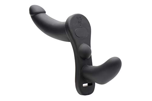 Double Take 10X Double Penetration Vibrating Strap-On Harness - Black #TOP16