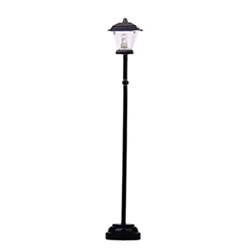 Garneck Mini poste de luzes de rua, modelo ferroviário, trem de lâmpada, poste de natal em miniatura