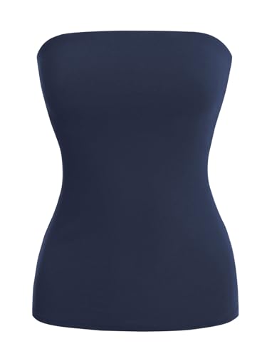 Image of MixMatchy Women's Stretchy Strapless Tube Top Y2K Bandeau Top