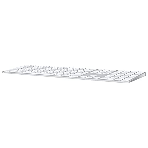 Image of Apple Magic Keyboard with Touch ID and Numeric Keypad: Wireless, Bluetooth, Rechargeable. Works with Mac Computers with Apple Silicon; British English - White Keys (Renewed)