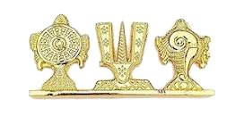 Tirupati Balaji Shankh Chakra Namam Plate Symbol Decorative Showpiece, Shankha Gada Padma, Ideal for car Dashboard Home Temple (Pack of 1)