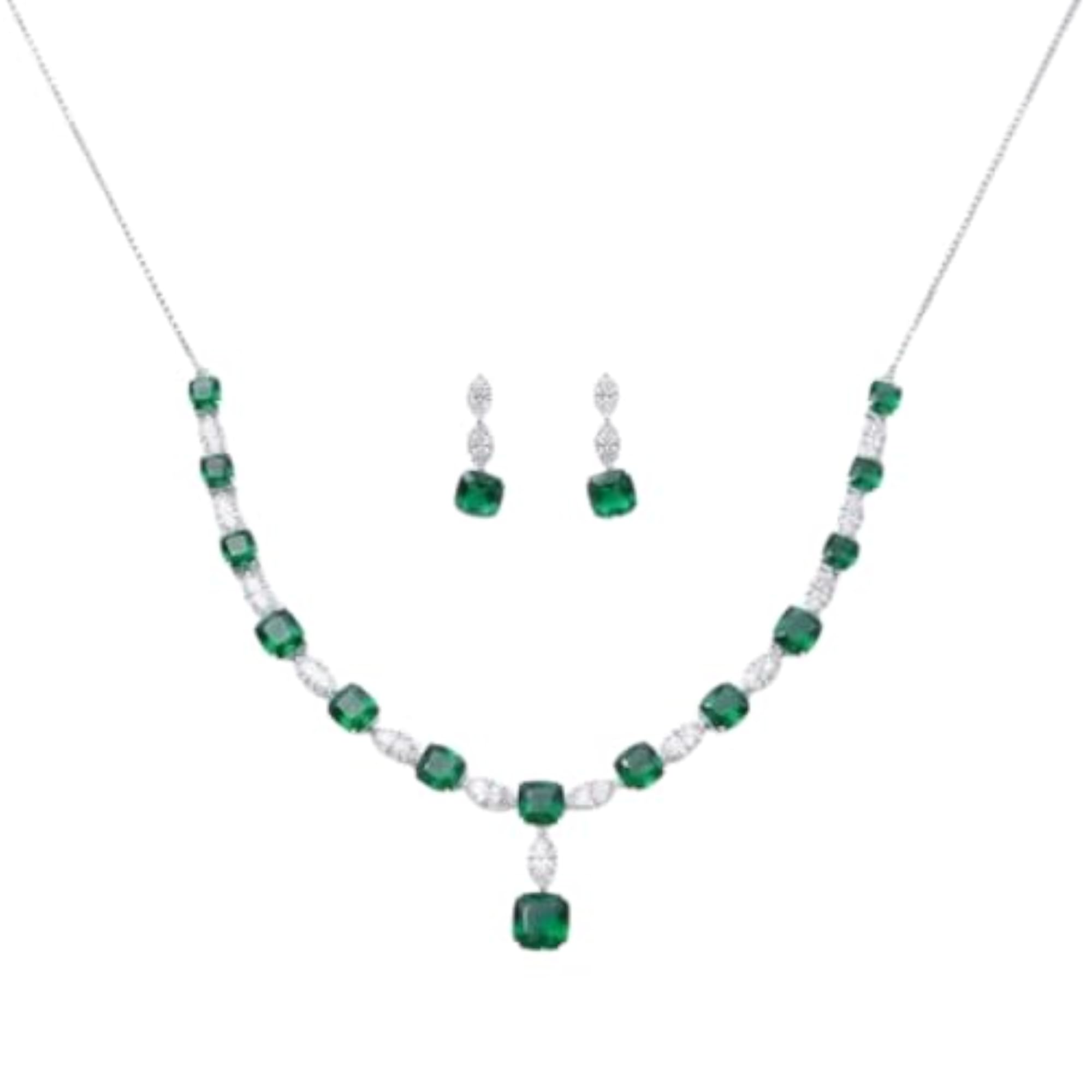 Women's Solitaire Pendant Necklace & Drop Earrings Set, Elegant Gift