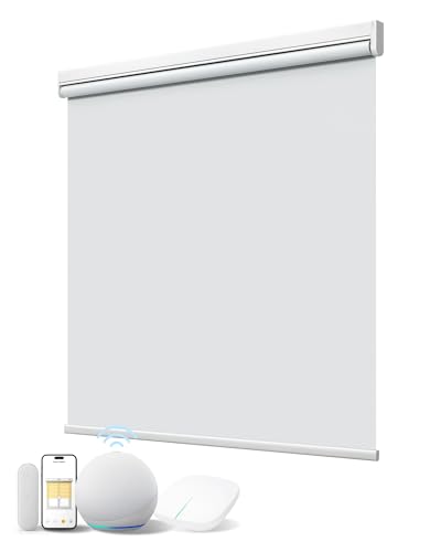 JaeJaes Persianas enrollables motorizadas y opacas y eléctricas para ventanas, interiores, hogar y oficina, color blanco, 35 pulgadas de ancho x 72 pulgadas de alto