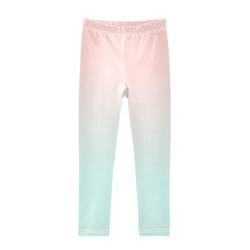 DOMIKING Green Pink Gradient Girl's Leggings Pants Kids' Yoga Pants Stretchy Athletic Leggings Bottoms 4 Years