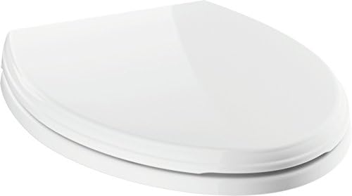 DELTA Faucet 810901-WH Wycliffe Elongated Standard Close Toilet Seat with Non-slip Seat Bumpers, White