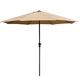 9ft Outdoor Parasol - UV Protection Waterproof Market Table Umbrella, Hand-cranked Garden Umbrellas For Beaches, Cafes, Restaurants(Khaki)