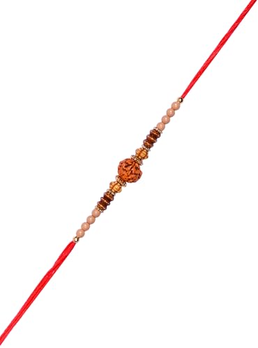 Image of Rudraksha Bracelet for Brother - Brown, Modern, Round, Lobster Claw Clasp, Rope Chain, Strand, Handmade /Fine Jewelty, Multiple Count, Bull Theme, Raksha Bandhan