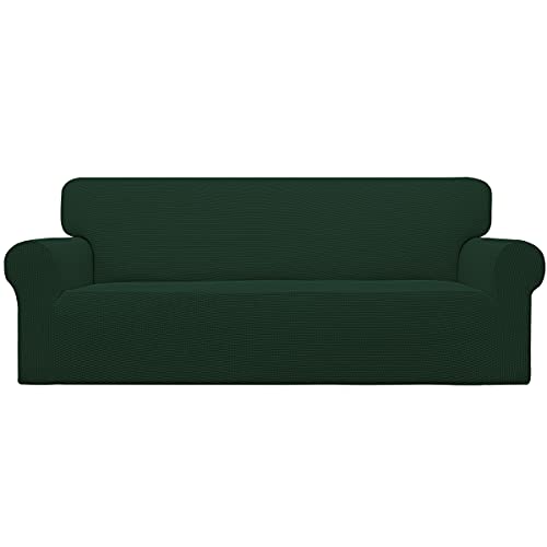 Image of Easy-Going Stretch Sofa Slipcover 1-Piece Sofa Cover Furniture Protector Couch Soft with Elastic Bottom for Kids, Polyester Spandex Jacquard Fabric Small Checks (Sofa, Dark Green)
