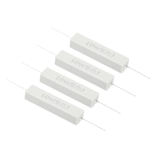 PATIKIL 4 Pcs 5 Ohm Resistors, 10W Ceramic Cement Resistor Power Cement Resistor Kit Tolerance 5% for Power Adapters Audio Computer TV Circuit Board