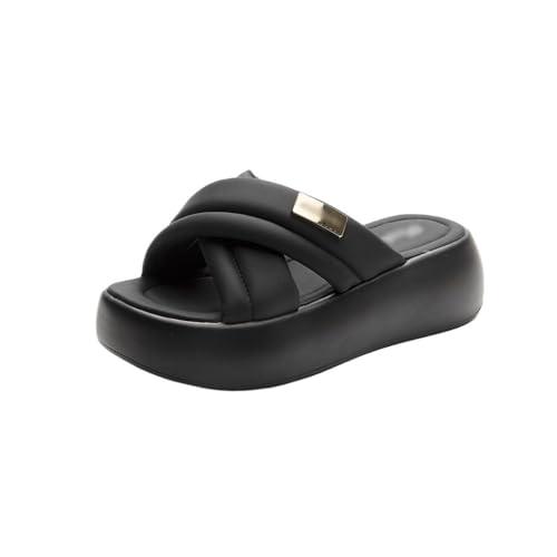 HBJWOV Breathable and Versatile Sandals for Women with Sloping Heels and Thick Soles for External Wear