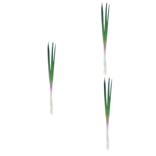 GARVALON 3pcs Realistic Artificial Onion Model Lifelike PU Vegetable Decoration for Home Display Kitchen Props and Artist Use Faux Scallions